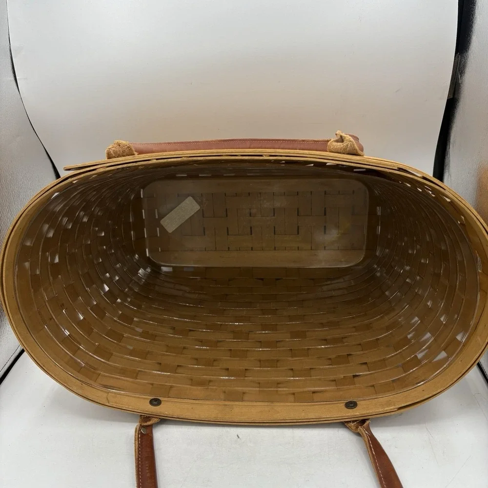 Longaberger Basket Large Boardwalk Picnic Tote Beach with Plastic Protector